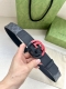 宽度4.0Cm Gucci 这款腰带在品牌系列中惊艳亮相，采用以经典颜色 乌木色组合呈现的品牌双G字母交织图案，与选用头层牛皮材质相得益彰。双色五金效果，突显时