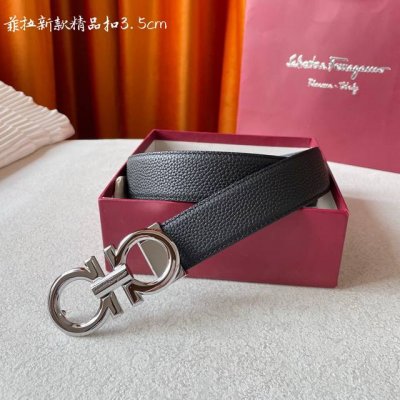 支持Nfc芯片扫描 批 配全套包装 品牌：菲拉格慕海外原单 扣头材质：精品实心铜扣 带身材质正面：35Mm宽度采用双面进口原版皮腰带，真空电镀五金扣头实物拍摄