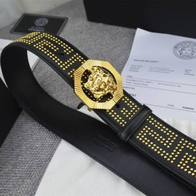 范思哲 ，宽4.0Cm， 原单货，专柜同款、实拍图，带身采用原厂进口原版皮镶满纯铜柳丁，.牛皮，结合精致的美人图扣头，时尚与美的聚焦，触碰手感舒适，有质感，清晰