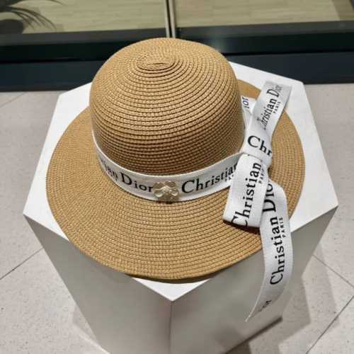 Dior迪奥 新款草编遮阳草帽盆帽沙滩风 简约大方 百搭单品 出街首选 新款帽型超美腻 新品上架