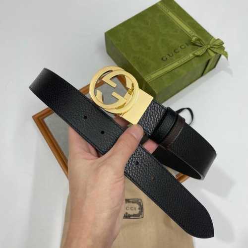 特 Gucci 古奇官网经典 正品规格 3.8Cm原版品质头层小牛皮压花 进口头层底 双G抛光旋转亮面扣