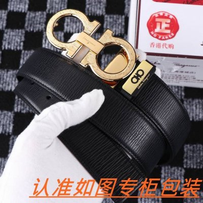 品名：菲拉格木原单 材料：百分百头层牛皮，保证真皮。24K纯钢扣双面可用专柜同等质量， 送人自用首选 包装： 请认准如图专柜包装，赠送打孔器，银联发票，宽度3.