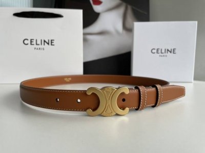 Celine赛琳凯旋门徽标金扣潮流腰带，穿出好身材高腰线的秘密武器。2.5Cm 65247