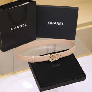 chanel 24C 麦穗 星星 与 水钻白 Logo搭扣 黄铜金属平纹牛皮腰带 手感柔软 细腻 3.0Cm 码数75- -