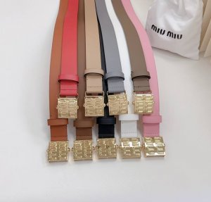 3.0Cm 缪缪官网新款，双面头层牛皮皮料，长度：.75.80.85.90.95.100欧，铜五金扣原版开模定制庆祝]