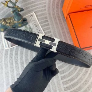爱马仕 特种皮腰带系列 原厂五金精品不锈钢扣 手感柔软舒适 宽3.8Cm