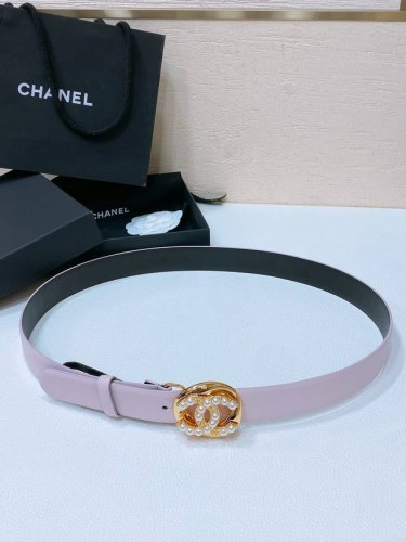Chanel 24C 水钻 珍珠 Logo搭扣 黄铜金属进口胎羊皮平纹带身 Logo字母 手感柔软 细腻 3.0Cm