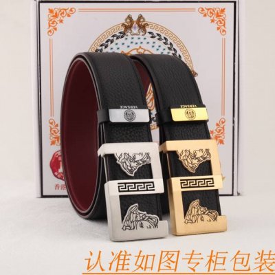 腰带皮带：范思哲原单牛皮腰带 男款皮带：材质百分百头层牛皮腰带保证真皮皮带，专柜原单品质、做工精细，时尚大牌，送人自用首选包装： 请认准如图专柜包装赠送打孔器手