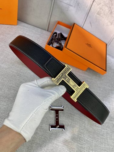 特 Hermes-H Belt Buckle & Reversible Leather Strap 38Mm 爱马仕专柜同步 进口双面小牛皮 精钢精品五金 双面