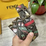 图片包装＋10 Fendi 芬迪 专柜同款 宽4.0Cm 双环正反两面用腰带 Ff按钉搭扣 红色Cuoio Romano皮革材质 反面棕色Ff帆布 饰有拼色Fe