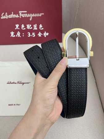 特 Ferragamo菲拉格慕男士专柜对版金属扣，头层牛皮双面外用腰带，商务通勤休闲场合均适合佩戴。3.5Cm - 点击图像关闭