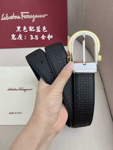 特 Ferragamo菲拉格慕男士专柜对版金属扣，头层牛皮双面外用腰带，商务通勤休闲场合均适合佩戴。3.5Cm