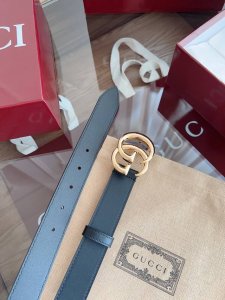 -Gucci 表面头层小牛皮 宽度3.0Cm 专柜新版Logo横标，原版进口南非皮底，精品双G铜扣 高端品质，不惧对比。