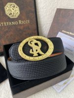 特 Stefano Ricci 新款原單品質 精品經典鹰头鋼扣 底桥雕刻Logo原版压纹牛皮進口底皮-寬度38毫米