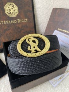 特 Stefano Ricci 新款原單品質 精品經典鹰头鋼扣 底桥雕刻Logo原版压纹牛皮進口底皮-寬度38毫米