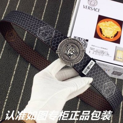 品名：范思哲.Ver…Sace双面用 型号：认准如图专柜包装，赠送打孔器 材料：百分百头层牛皮，保证真皮。美人头钢扣，双面可用，长城纹带身，一面