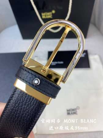 montblanc万宝龙 宽3.5Cm 采用头层牛皮 精品针式扣头 自由裁剪商务休闲皮带 - 点击图像关闭