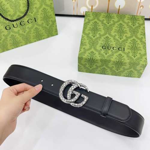 古驰 Gucci 4.0Cm爆裂纹铜扣，蛇皮纹路，搭配双面头层牛皮，时尚百搭，商务休闲