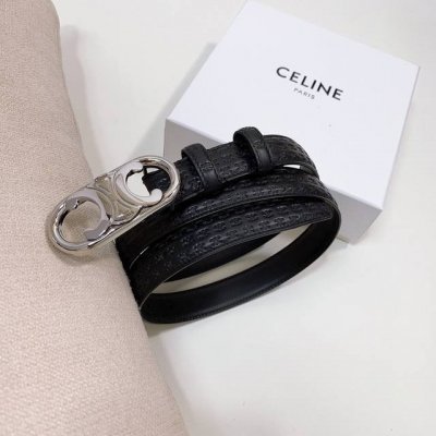 特 Celine 压小花 Triomphe中号Triomphe压印天然牛皮革腰带 2.5Cm 最新款