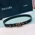 c Hanel Logo 皮条配色 Cc扣 黄铜金色金属 3.0Cm精品 羊皮腰带 手感柔软极佳 典雅