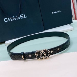 c Hanel Logo 皮条配色 Cc扣 黄铜金色金属 3.0Cm精品 羊皮腰带 手感柔软极佳 典雅