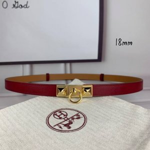 HermèS 爱马仕女款金字塔腰带，进口手掌纹，酒红色＋E土黄色平纹底，配原单钢扣，带身18Mm宽，腰围大小可调节