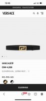 特P特 范思哲 宽4.0Cm 头层牛皮 新款 皮带，饰有雕刻Logo的Greca搭扣