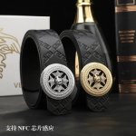 特 范思哲秘原单高档品质专柜官网同步支持NFC感应宽度3.9精美镶钻扣头意大利双面进口头层小牛皮原版美人头花纹手感极佳 上身郊果棒男士最爱商务休闲两用长度100