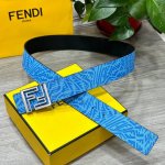 fendl 芬迪 专柜同款 宽40Mm原版定制天蓝色Ffvertigo图案皮料 搭配Ff按钉钢扣 时尚潮流 经典百搭款