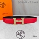 HermèS爱马仕 双头尖 双面原版 原单品质 进口头层牛皮 大红色荔枝纹搭配黑色平纹 寸半38Mm 配优质纯钢H 花纹金 银扣