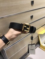 配送专柜包装 打孔针 特批新款 Fd 宽35 Mm 标志造型宽皮带，圆柱F钉扣式带扣，进口小牛皮搭配经典老花Ff 图案，支持Nfc 芯片 ，镀金表面金属制品，品