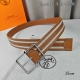 HermèS 爱马仕 新款针扣皮带 原单品质 原版Esom小牛皮搭配帆布材质 土黄色 38Mm宽 配官网亮金 亮银扣 可翻转五金两面可用