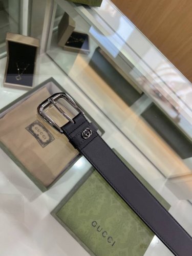 双G专柜新款 正品开模，双面头层牛皮纯铜五金电镀，商务休闲款 简约百搭3.5Cm