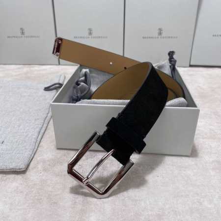 配原版包装，Brunellocucinelli布内罗 古奇拉利3.5宽男士真皮磨砂牛皮双面头层意大利品牌，休闲装搭配设计风格，欢迎大家转载图片。 - 点击图像关闭