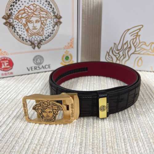 品名：Versace.范思哲 自动带 材质：原单牛皮腰带 百分百头层牛皮腰带保证真皮，24K纯钢扣，专柜原单品质、做工精细，时尚大牌，送人自用首选 包装： 请认