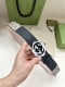宽度4.0Cm Gucci 这款腰带在品牌系列中惊艳亮相，采用以经典颜色 乌木色组合呈现的品牌双g字母交织图案，与选用头层牛皮材质相得益彰。双色五金效果，突显时