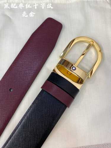 特 Montblanc万宝龙 宽3.5cm 采用头层牛皮 精品针式扣头 自由裁剪商务休闲皮带