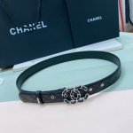 c Hanel Logo 皮条配色 Cc扣 黄铜金色金属 3.0Cm精品 羊皮腰带 手感柔软极佳 典雅