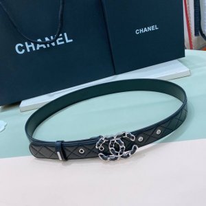 c Hanel Logo 皮条配色 Cc扣 黄铜金色金属 3.0Cm精品 羊皮腰带 手感柔软极佳 典雅