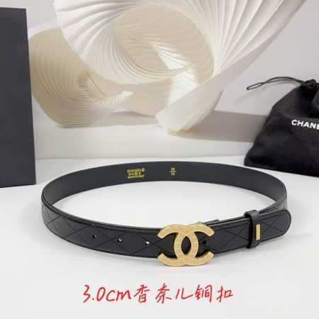 特 3.0Cm 香奈儿腰带，双面头层牛皮皮料，长度：.75.80.85.90.95.100欧，铜五金字母扣原版开模定制庆祝] - 点击图像关闭