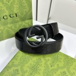 Gucci.古驰 全套包装 水晶暗黑Gg Supreme Pvc老花 内衬进口专用底料 宽度4.0Cm 新版圆润互扣式双G搭扣