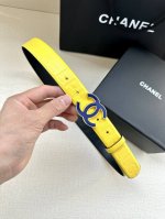 宽度3.0Cm Chanel 香奈儿 女士腰带 小牛皮 此扣头 内侧Cnc走光处理 边角手感圆润配磨胶金属钢扣。