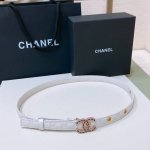 C Hanel 24S Cc 树脂 与 链节Logo字母搭扣 黄铜金属小羊皮菱格腰带 手感柔软 细腻 2.0Cm