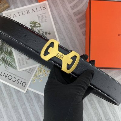 Hermes爱马仕 男士双面皮腰带38Mm 双面进口花纹皮压制。可双面使用 专柜走线 搭配新款扣