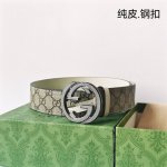 特 Gucci [正]经典款进口原厂压花面 搭配原版皮底 精品钢扣 宽4.0 Cm 经典永不过时款 潮流大方 时尚百搭！