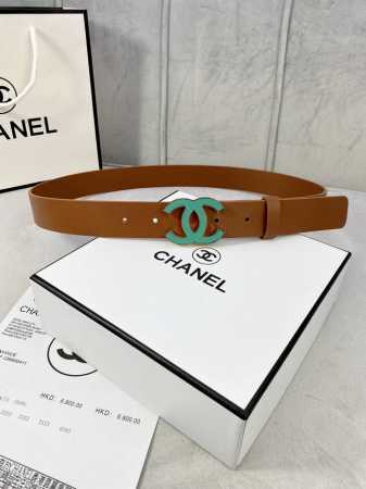 宽度3.0Cm Chanel 香奈儿 女士腰带皮带新款柔软的进口小牛皮金 银色磨胶金属钢扣。 - 点击图像关闭