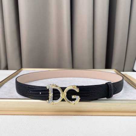 D&G 腰带新款 精工铜制五金扣 原版蜥蜴纹牛皮 手感超级细腻 宽度3.0Cm - 点击图像关闭