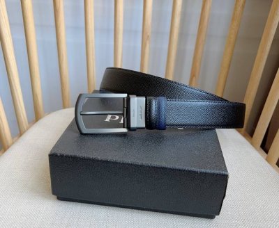 特 Prada普拉达双面头层牛皮 男士简约商务休闲针扣 宽3.5Cm 顶级做工 品质保证 手感极佳 原单品质