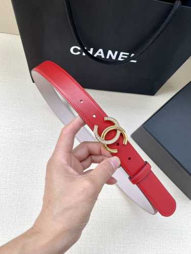 宽度3.0Cm Chanel 香奈儿 女士经典款腰带皮带新款光滑内衬磨砂牛皮银色 镶钻精品钢扣