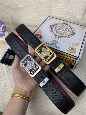 品名：Versace.范思哲 材质：原单牛皮腰带 百分百头层牛皮腰带保证真皮，24K纯钢扣，专柜原单品质、做工精细，时尚大牌，送人自用首选 包装： 请认准如图专 - 点击图像关闭